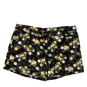Sonoma Womens Shorts 24W Denim Floral Print Five Pocket Style Zip Front Stretch